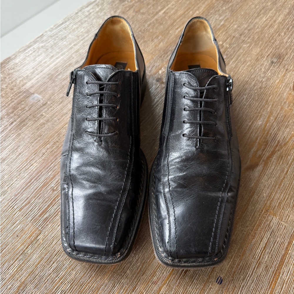 MEZLAN Men's Black Leather Dress Shoes
